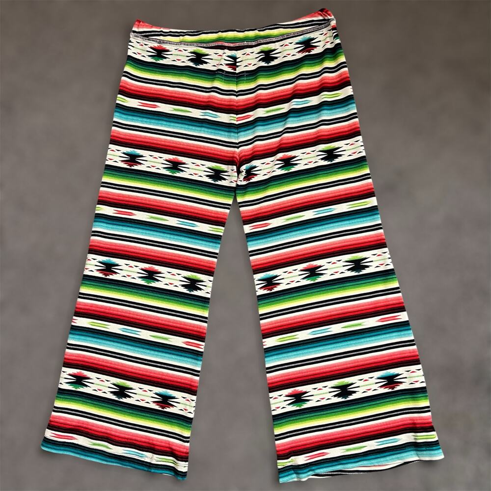Double D Ranch Serape Pants XL Women Aztec Southwestern Wide Leg Pull On Western